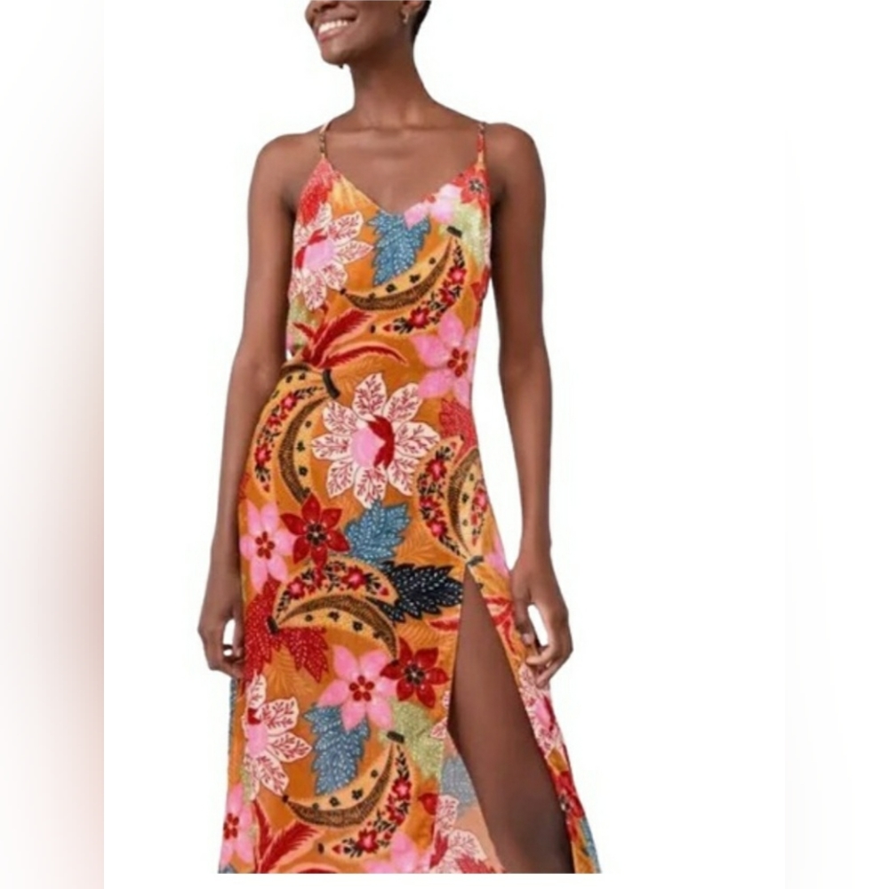 NWT farm rio bananna floral midi slip dress